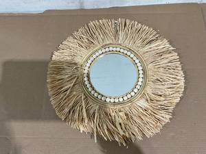 lot 254 image: SWTHONY Round Hanging Farmhouse Wall Mirror