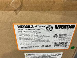 lot 59 image: WORX Cordless String Trimmer and Blower WG929.1 Combo, 20V 2 Batteries and 2 Battery Charging Set
