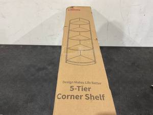 lot 112 image: 5-Tier Corner Bookshelf -  Tall Modern Free-Standing Corner Bookcase