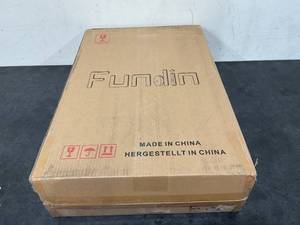 lot 140 image: Fundin Plastic Medicine Cabinet, Beveled Edge Mirror Door with Round Corner Metal Frame