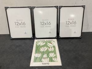 lot 141 image: 12x16 Black Oak Wood Frames Set of 3