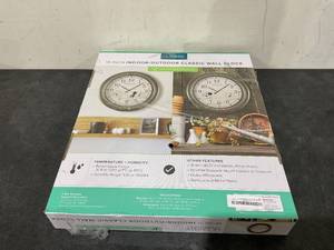 lot 167 image: La Crosse Technology WT-3181PL-INT 18 inch Atomic Outdoor Clock with Temperature & Humidity