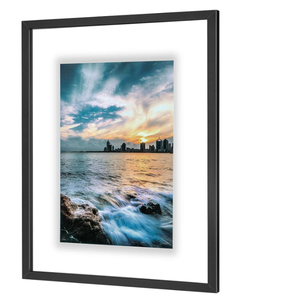 lot 171 image: ONE WALL 18x24 Inch Floating Frame, Black Wood Double Glass Float Picture Frame Display
