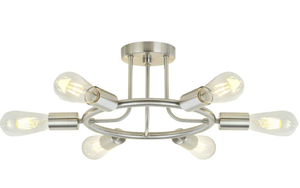 lot 173 image: BONLICHT Sputnik Chandelier Brushed Nickel Modern Starburst Chandelier 6 Lights Semi Flush
