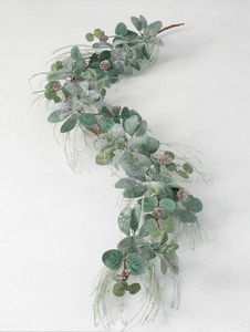lot 174 image: Sullivans Christmas Artificial Iced Pine, Lambs Ear, and Eucalyptus Garland, Christmas Decorations