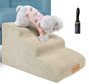 lot 192 image: Topmart 3 Tiers Foam Dog RampsSteps,Non-Slip