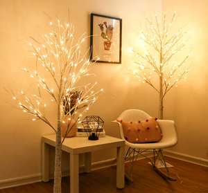 lot 282 image: Twinkle Star 2-Pack 6 Feet 96 LED Lighted Birch Tree