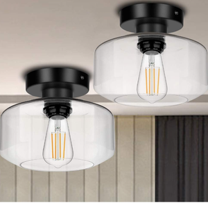 lot 295 image: 2 Pack Industrial Semi Flush Mount Ceiling Light,Farmhouse Light Fixture with E26 Base