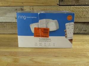 lot 12 image: Ring Smart Lighting White Motion Activated Outdoor Integrated LED Flood Light Battery