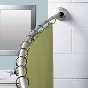 lot 27 image: Zenna Home NeverRust 50 in. to 72 in. Aluminum Dual Mount Curved Shower Curtain Rod in Brushed Nickel