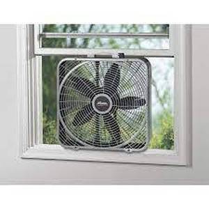 lot 64 image: Lasko 20 in. 3 Speeds Box Fan in Gray with Weather-Shield Design for Window Use, Energy Efficent, Carry Handle, Steel Body
