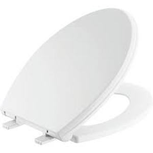 lot 82 image: Delta Wycliffe Slow-Close Elongated Toilet Seat, White - NEW IN BOX