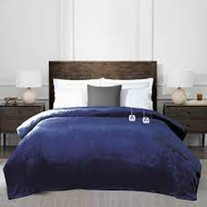 lot 107 image: Heated Blanket - Brookstone - Navy - FULL