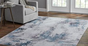 lot 95 image: Members Mark Everwash Washable Area Rug, 66x 96 - Blue Grey