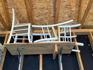 lot 86 image: Three White and Wood Chairs