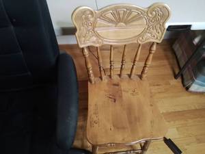 lot 34 image: Office Desk Chair and Vintage Wooden Chair