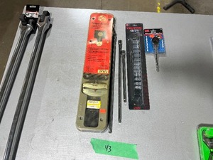 lot 43 image: 38 TORQUE WRENCH W EXTENSIONS & SAE SOCKET SET
