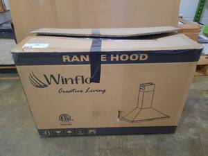 lot 83 image: Winflo Stainless Steel Range Hood, Wall Mount. Model W103B30