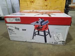 lot 112 image: HyperTough&nbsp10-inch Portable Table Saw with Stand. AQ14995G. (in box)