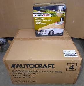 lot 135 image: 1 Carton of  Auto Craft Car Covers, AC65, Gold, Size L