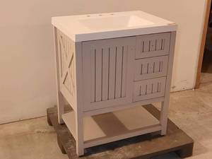 lot 208 image: Seal Harbor Vanity 30.5 in. Sharkey Gray with Vanity Top in White
