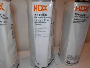 lot 196A image: (3) HDX 10 x 25 clear plastic sheeting.