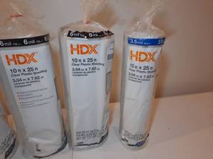 lot 197A image: (3) HDX 10 x 25 clear plastic sheeting