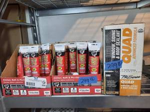 lot 299 image: (2 boxes) Kitchen, Bath and Plumbing DAP Kwik Seal (1 box) OSI Quad Window Siding & Roof Sealant