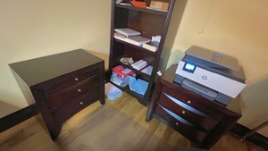 lot 27 image: (2) 2-drawer storage unit plus a pull-out tray