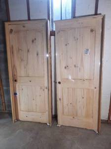 lot 257 image: (2) Knotty Pine Wood Doors, prehung