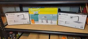 lot 260 image: (3) Bathroom Fixtures Glacier Bay shower heads American Standard faucet set.