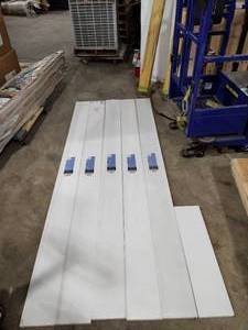 lot 155A image: (6) Aztec Trim Nominal Dimension 1 x 8 x 8 foot, white