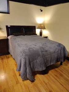 lot 22 image: Queen-size headboard and footboard, frame & mattress free to ...