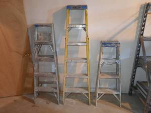 lot 324 image: (3) step ladders WERNER 4 foot, KELLER 6 foot, and Peligro 5 foot
