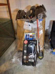 lot 243 image: Pallet includes Hoover Wind Tunnel 28 B&D shovels Norelco Tilt & Pivot Shaver VTech Phone Rival Plancha Griddle