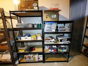 lot 330 image: (2) Racks  One is a 5-shelf rack. 36.5 W X 18.5 D X 72H. Second rack is 5-shelf also but shorter
