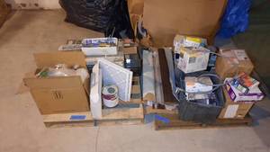 lot 340 image: 2 Pallets of building materials  Pittsburgh Corning, Moen, Amer. Standard, Honeywell,, Minka-Lavery, Juno