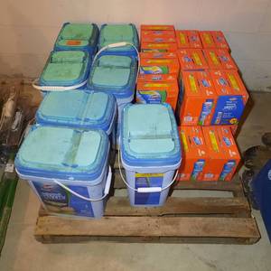 lot 361 image: (7) Clorox Pool Xtra Blue Chlorinating Tablets (22) 6-Pack Clorox Poll Shock Bottles