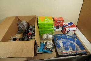 Assorted Automotive Parts - Plug Wires, Flywheel, Pulleys
