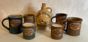 lot 18 image: Big Island Rendezvous Pottery Lot Mugs, Candles