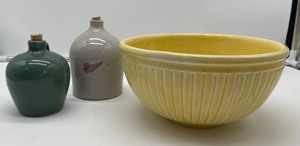 lot 123 image: Yellow Crock Bowl unmarked, Small Redwing Jug