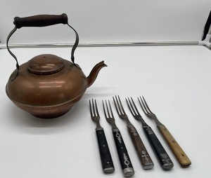 lot 111 image: Civil War Era Forks and small teapot