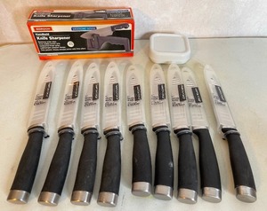 lot 58 image: Hampton Forge Knives lot of 9 and sharpner