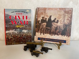 lot 61 image: Penncraft Cast Iron Cannons Lot of 3 and Civil War Books