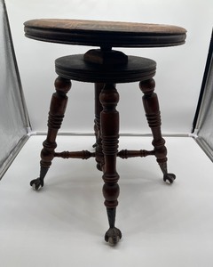 lot 74 image: Wood PianoMusic Stool Adjustable Seat With Glass Ball Feet