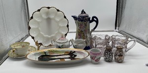 lot 125 image: Porcelain Hot Chocolate Pot marked Japan and Misc. Lot