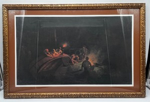 lot 86 image: Canoe Party Around the Campfire MN Historical Society Print
