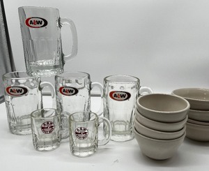 lot 87 image: Lot of A&W Root Beer Mugs, Misc. bowls