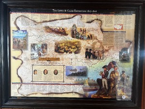 lot 76 image: Time Travelers Maps Framed Art Glen Hopkinson Lewis and Clark Expedition 1803-1806