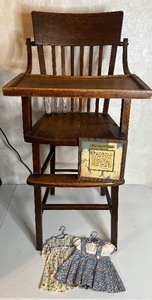 lot 82 image: Antique Wood High Chair and Decor
